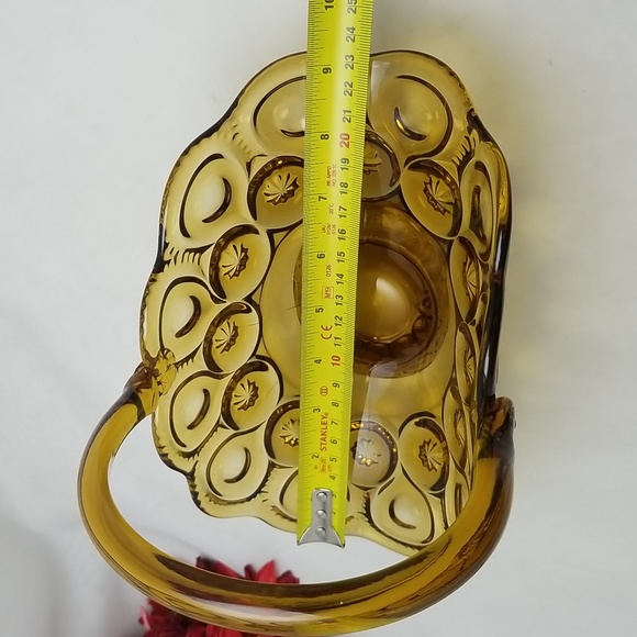 L.E. Smith Moon & Stars Amber Glass Basket - Picture 5 of 16
